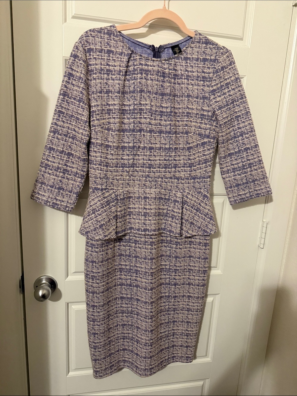 Vfshow Lavender Tweed Peplum Midi Dress